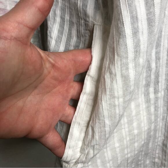 Antica Sartoria white striped floral embroidered button down tunic top size XL - Picture 6 of 16